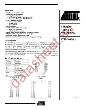 AT27C010L-45PC datasheet  