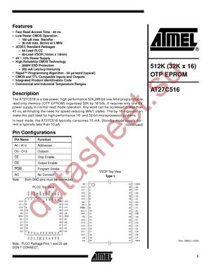 AT27C516-70JC datasheet  