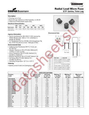 BK/ETF-250MA datasheet  