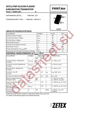 FMMTA64TC datasheet  