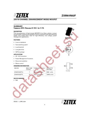 ZXM61N02FTC datasheet  