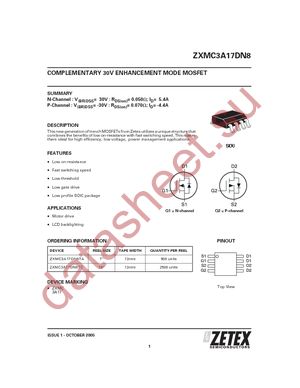 ZXMC3A17DN8TA datasheet  