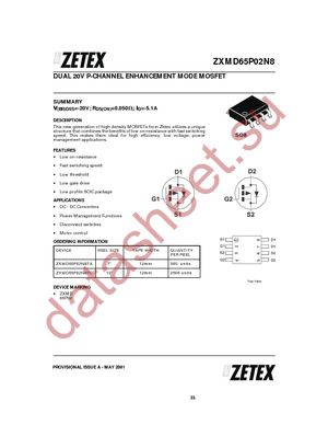 ZXMD65P02N8TA datasheet  
