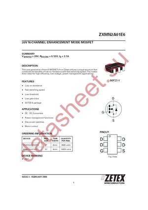 ZXMN2A01E6TC datasheet  