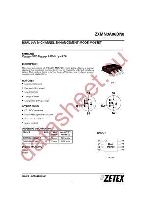 ZXMN3A06DN8TC datasheet  