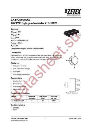 ZXTP25020DGTA datasheet  