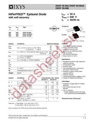 DSEP29-06AS-TUBE datasheet  