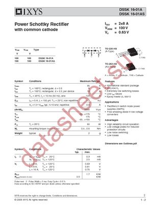DSSK16-01AS-TUBE datasheet  