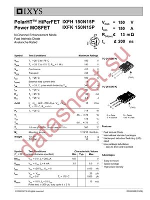 IXFH150N15P datasheet  