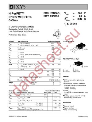 IXFH23N60Q datasheet  