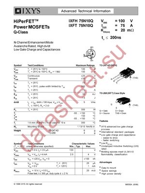 IXFH75N10Q datasheet  