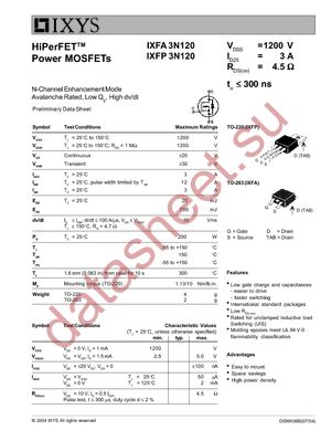 IXFP3N120 datasheet  