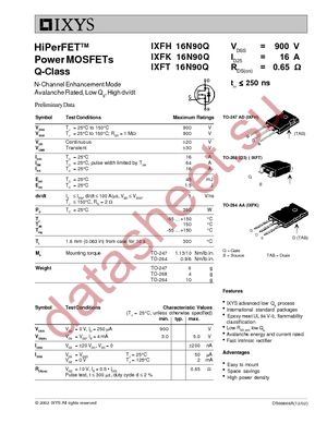 IXFT16N90Q datasheet  