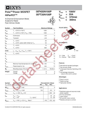 IXFT20N100P datasheet  