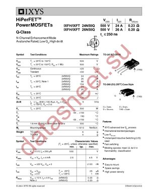 IXFT24N50Q datasheet  