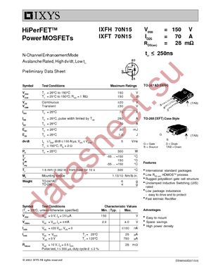 IXFT70N15 datasheet  