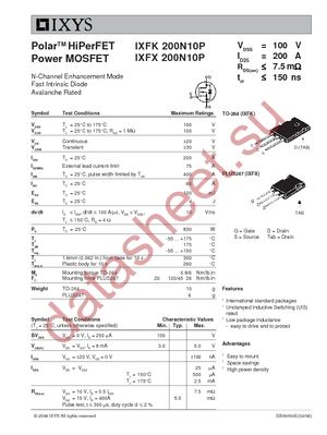 IXFX200N10P datasheet  