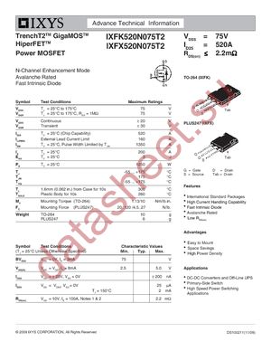 IXFX520N075T2 datasheet  