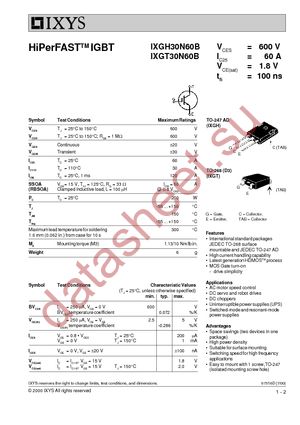 IXGH30N60B datasheet  