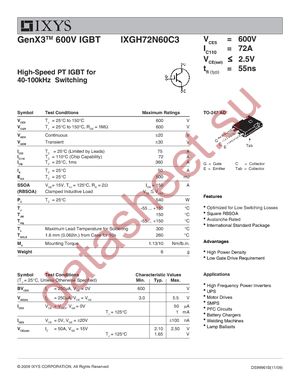 IXGH72N60C3 datasheet  