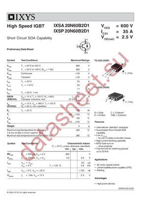 IXSA20N60B2D1 datasheet  
