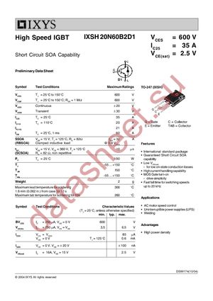 IXSQ20N60B2D1 datasheet  