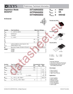 IXTA6N50D2 datasheet  