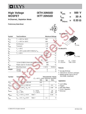 IXTH20N50D datasheet  