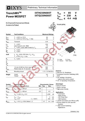 IXTH230N085T datasheet  