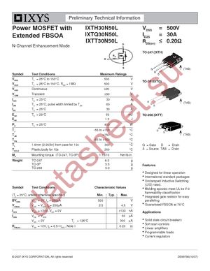 IXTH30N50L datasheet  