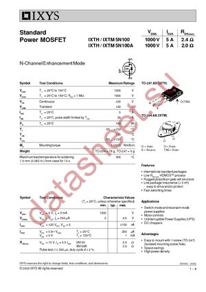 IXTH5N100A datasheet  