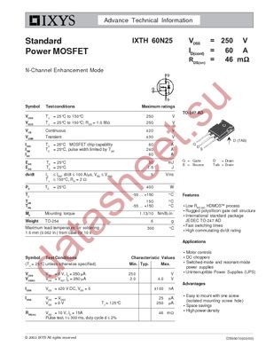 IXTH60N25 datasheet  