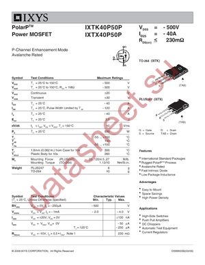 IXTK40P50P datasheet  