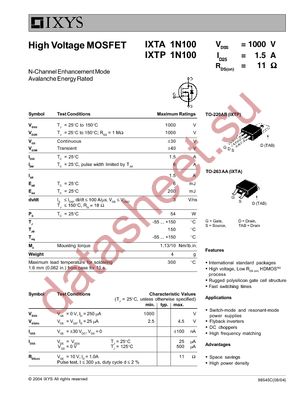 IXTP1N100 datasheet  