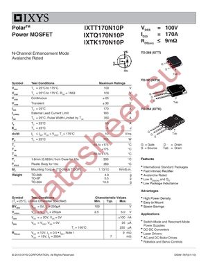 IXTQ170N10P datasheet  