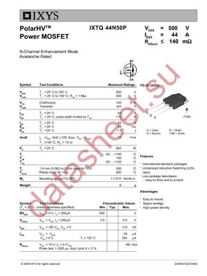 IXTQ44N50P datasheet  