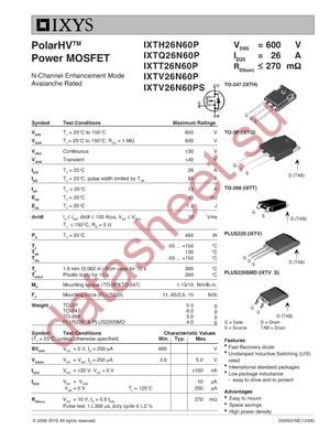 IXTT26N60P datasheet  