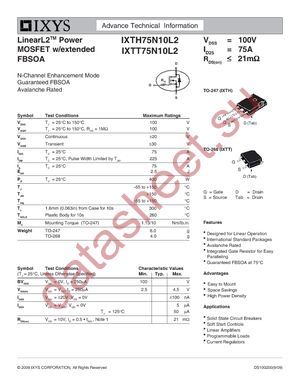 IXTT75N10L2 datasheet  