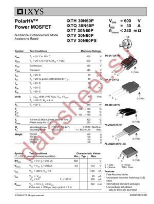 IXTV30N60PS datasheet  