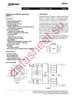 X9318WP8IZ datasheet  