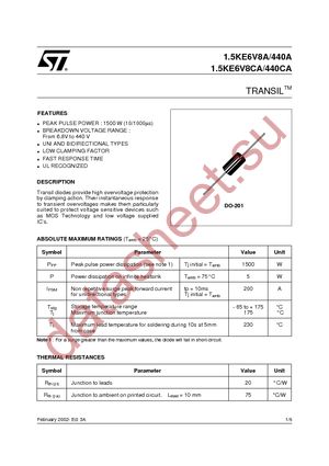 1.5KE120ARL datasheet  