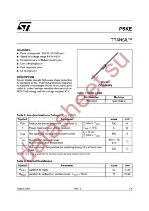 P6KE6V8ARL datasheet  