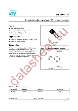 ST13003-K datasheet  