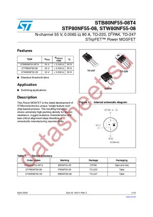 STB80NF55-08T4 datasheet  