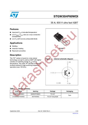 STGW35HF60WDI datasheet  