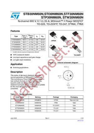 STI30NM60N datasheet  