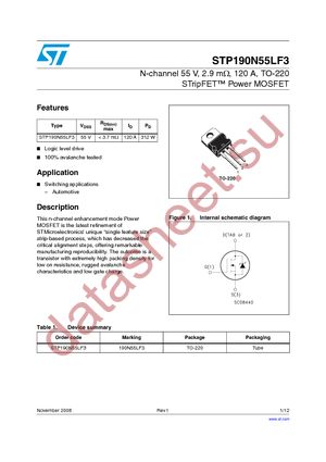 STP190N55LF3 datasheet  