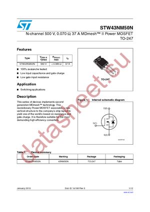 STW43NM50N datasheet  