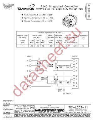 TIC-L003-11 datasheet  