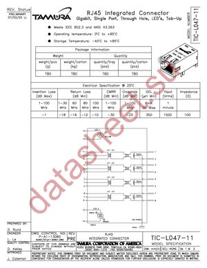 TIC-L047-11 datasheet  